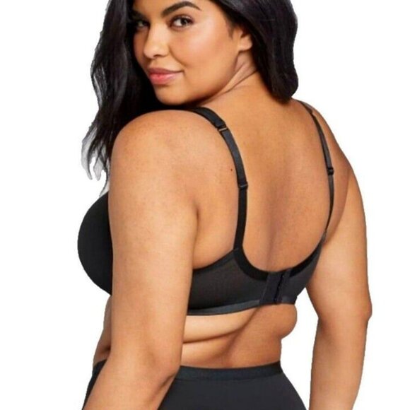 Cacique Lane Bryant Womens Bra Smooth Satin Full Coverage U/W Size 40J Black - Picture 4 of 6